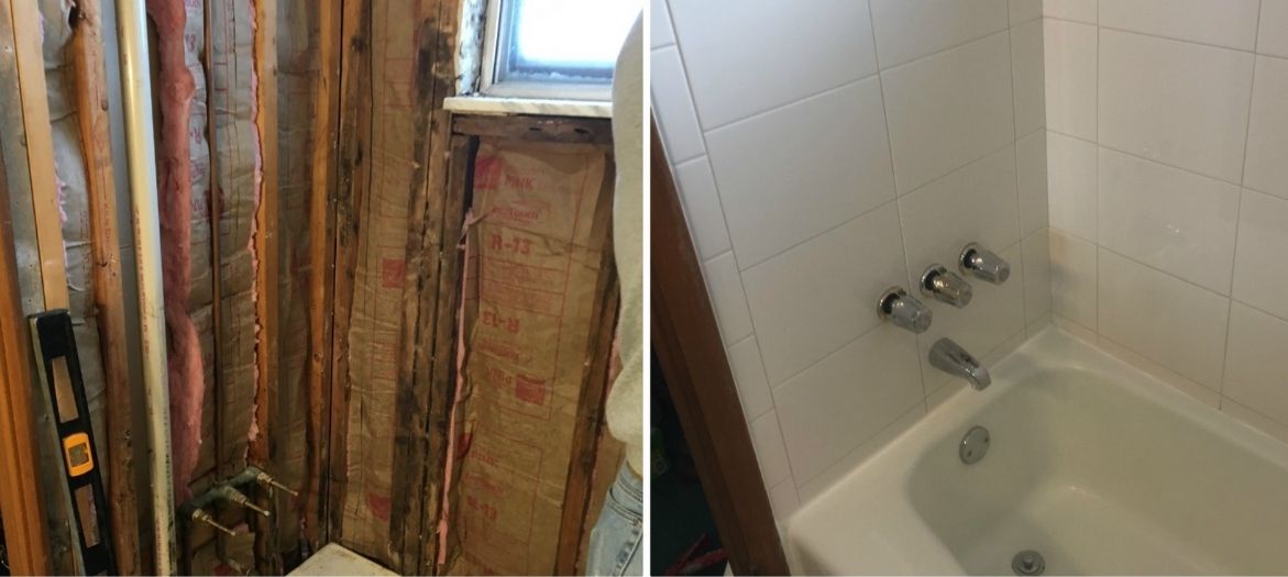 BEFORE AND AFTER ON A REMODLED BATHROOM